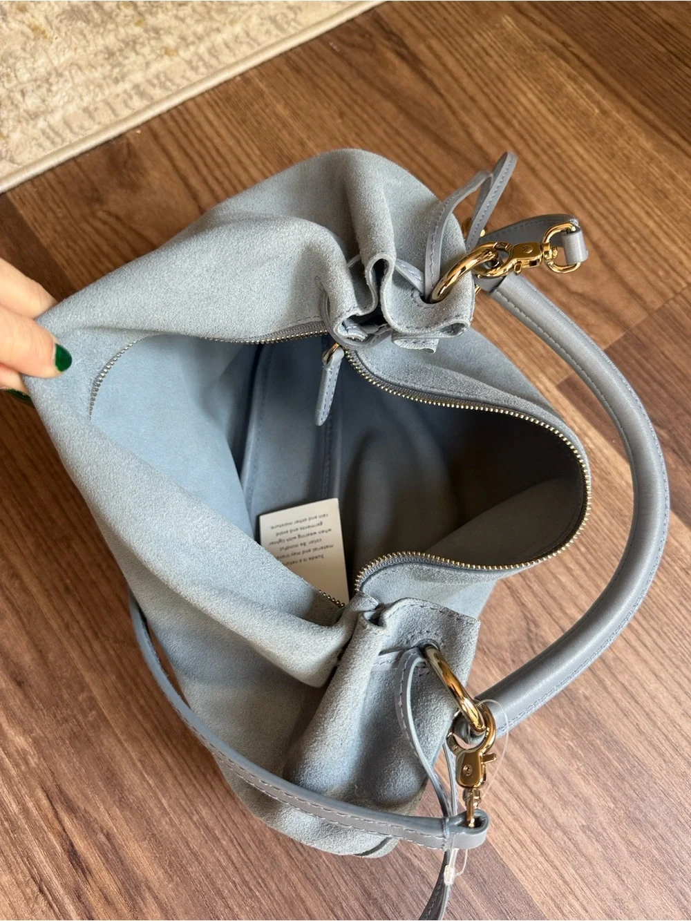 NWT Madewell The Camren Gathered Serene Blue Suede Shoulder Bag